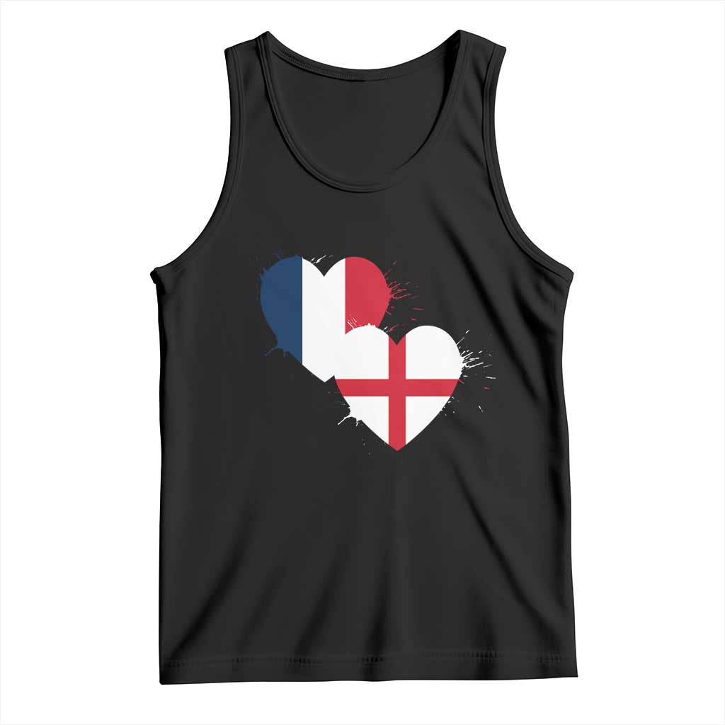 France England Flag Hearts Splatter Graphic Tank Top Anglo English French Heritage Love Unity TS02 Black Print Your Wear