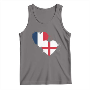 France England Flag Hearts Splatter Graphic Tank Top Anglo English French Heritage Love Unity TS02 Deep Heather Print Your Wear