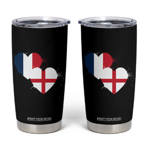 France England Flag Hearts Splatter Graphic Tumbler Cup Anglo English French Heritage Love Unity TS02 Black Print Your Wear