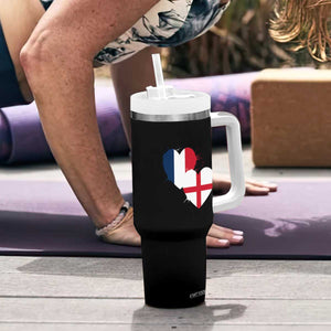 France England Flag Hearts Splatter Graphic Tumbler With Handle Anglo English French Heritage Love Unity TS02 Print Your Wear