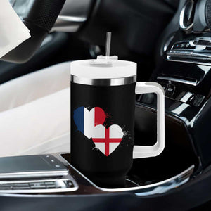 France England Flag Hearts Splatter Graphic Tumbler With Handle Anglo English French Heritage Love Unity TS02 Print Your Wear