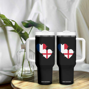 France England Flag Hearts Splatter Graphic Tumbler With Handle Anglo English French Heritage Love Unity TS02 Print Your Wear