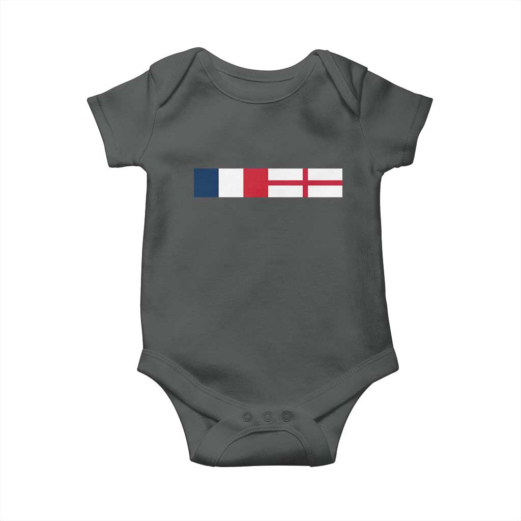 France England Dual Flag Graphic Baby Onesie Anglo English French Heritage Mixed Roots Pride Match Day TS02 Dark Heather Print Your Wear