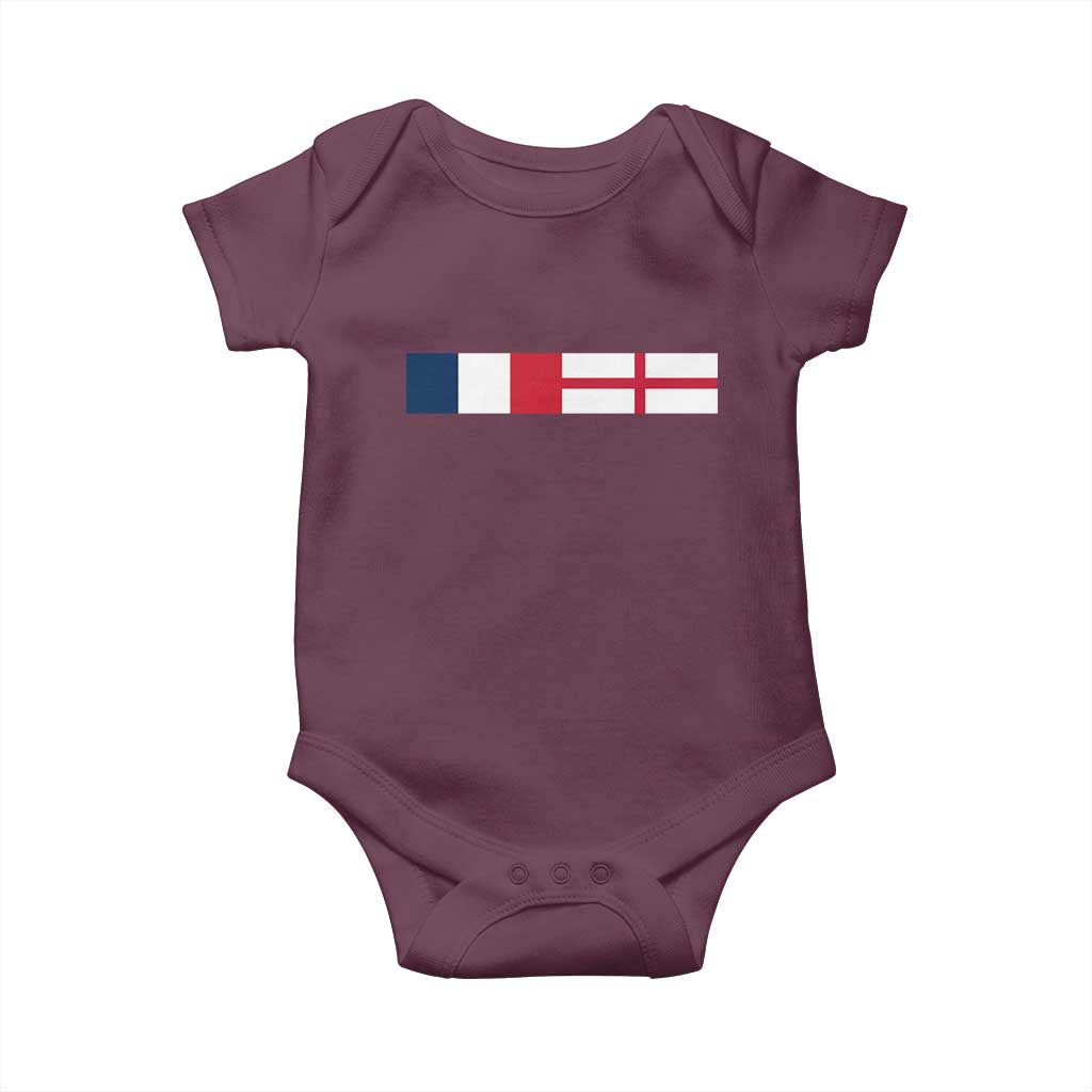France England Dual Flag Graphic Baby Onesie Anglo English French Heritage Mixed Roots Pride Match Day TS02 Maroon Print Your Wear