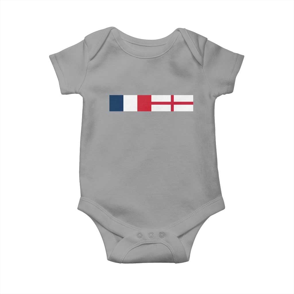France England Dual Flag Graphic Baby Onesie Anglo English French Heritage Mixed Roots Pride Match Day TS02 Sport Gray Print Your Wear