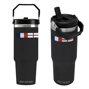 France England Dual Flag Graphic Flip Straw Tumbler Anglo English French Heritage Mixed Roots Pride Match Day TS02 One Size: 30 oz Black Print Your Wear