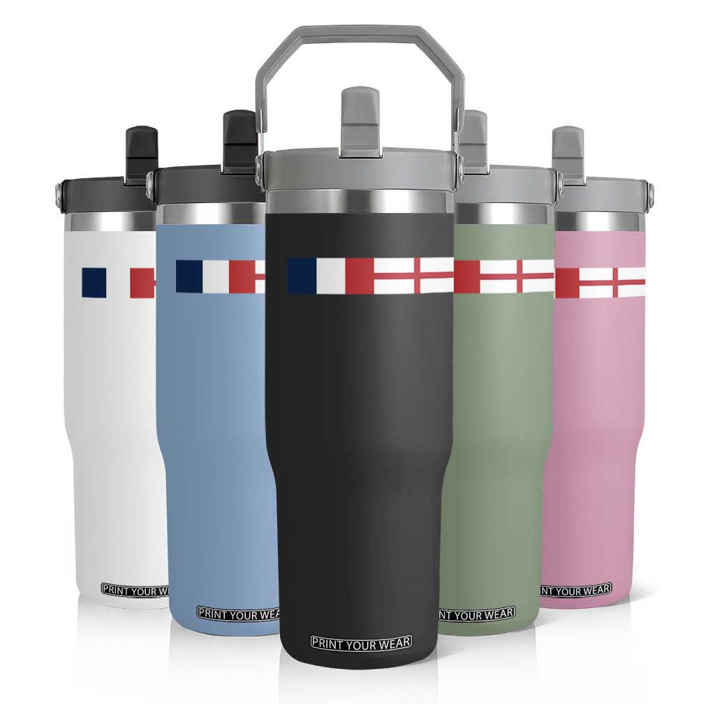 France England Dual Flag Graphic Flip Straw Tumbler Anglo English French Heritage Mixed Roots Pride Match Day TS02 Print Your Wear