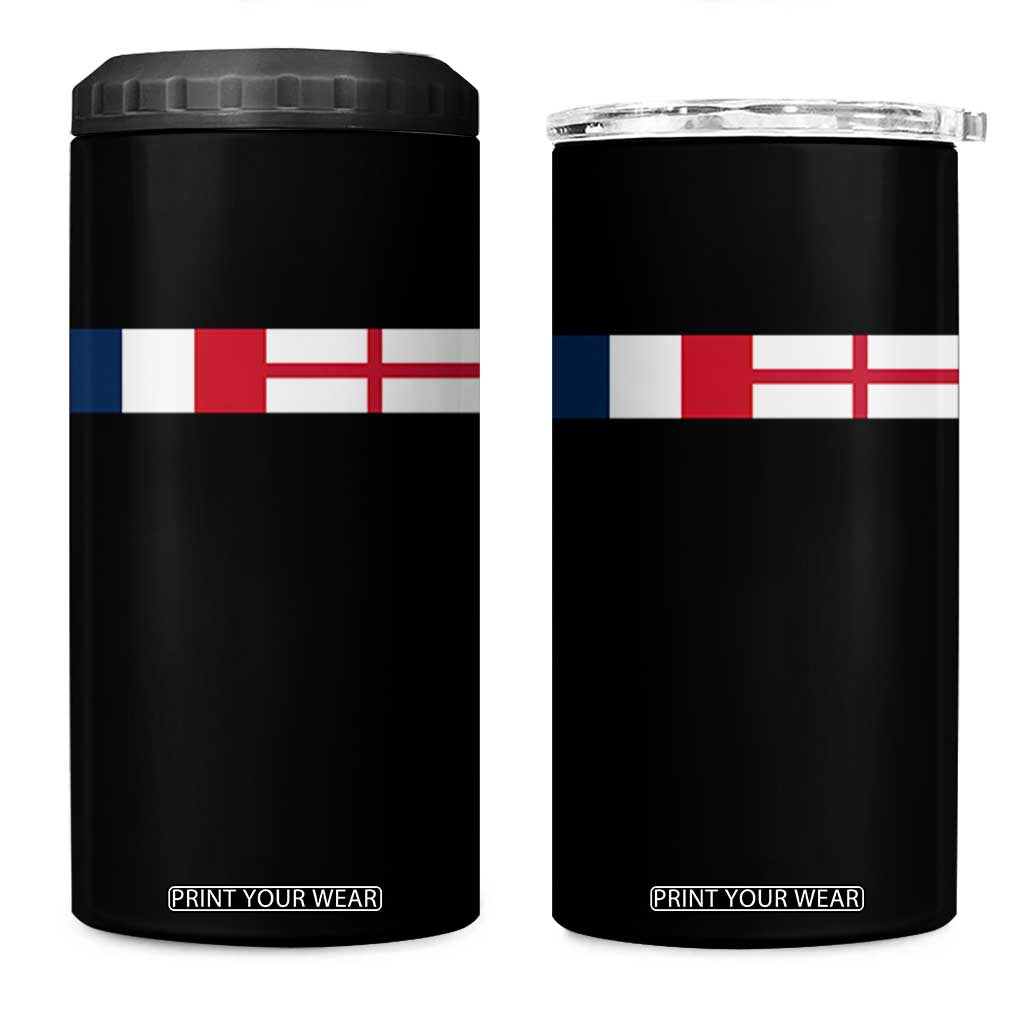 France England Dual Flag Graphic 4 in 1 Can Cooler Tumbler Anglo English French Heritage Mixed Roots Pride Match Day TS02 One Size: 16 oz Black Print Your Wear