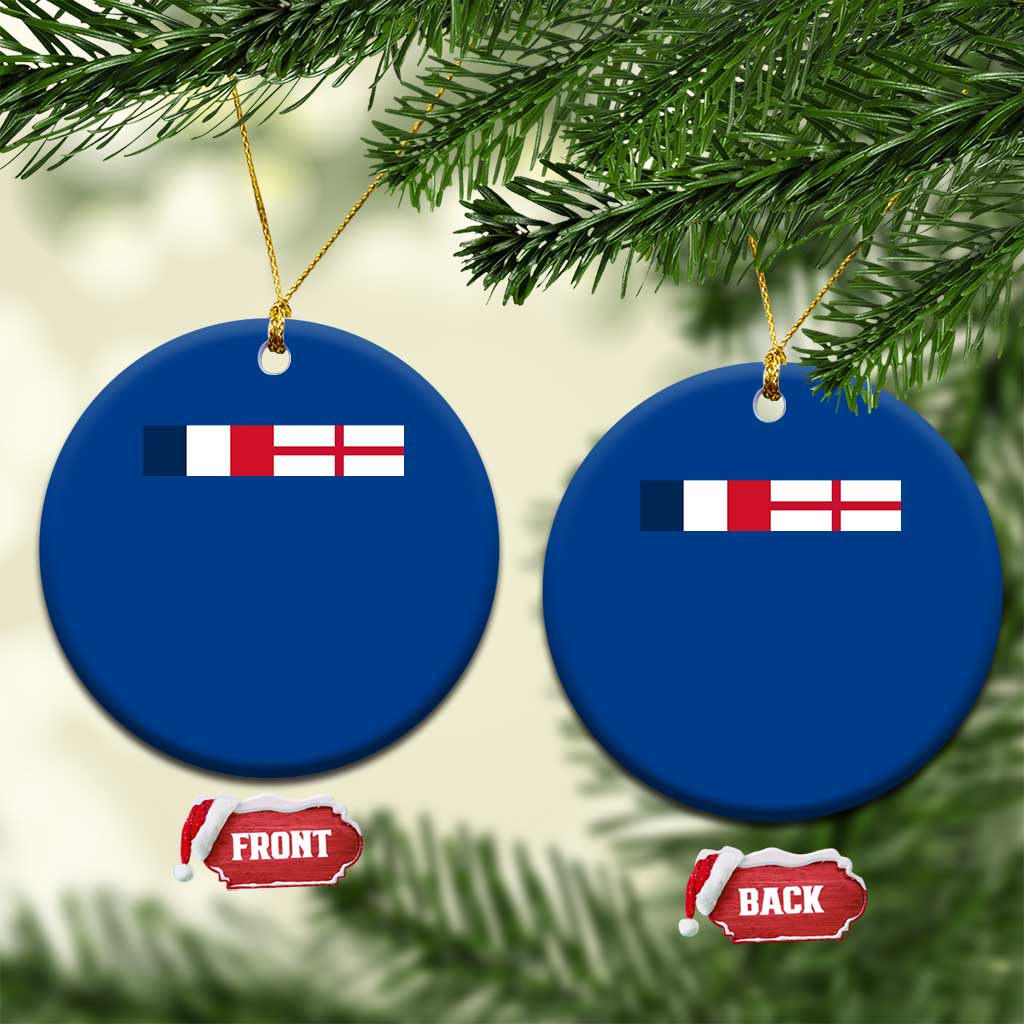 France England Dual Flag Graphic Ceramic Ornament Anglo English French Heritage Mixed Roots Pride Match Day TS02 1pc Blue Print Your Wear