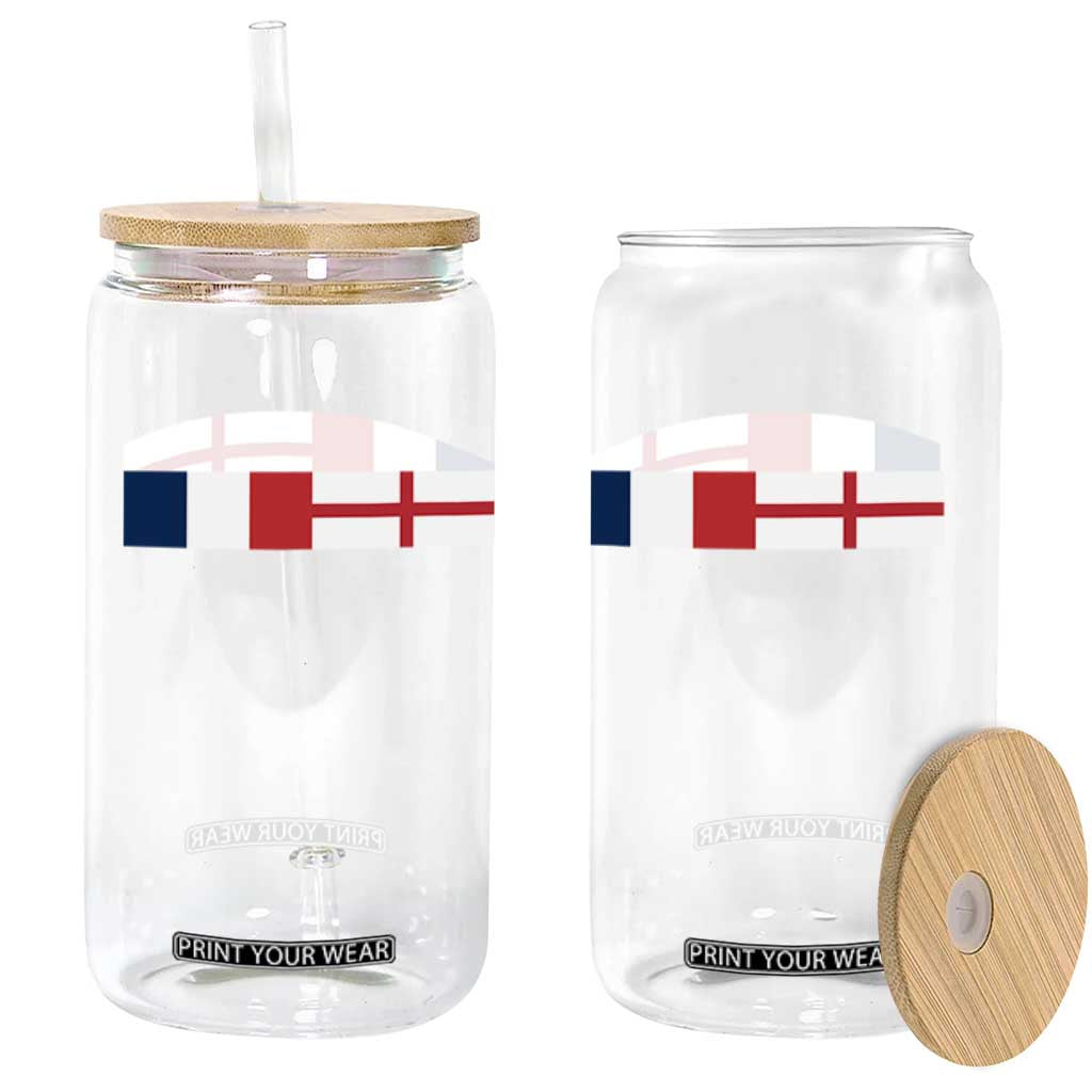 France England Dual Flag Graphic Glass Can Anglo English French Heritage Mixed Roots Pride Match Day TS02 Print Your Wear