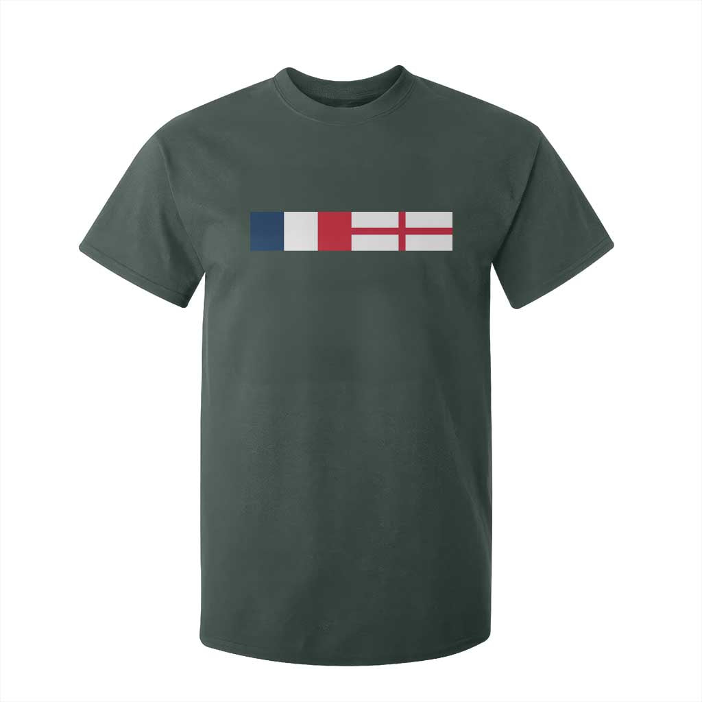 France England Dual Flag Graphic T Shirt For Kid Anglo English French Heritage Mixed Roots Pride Match Day TS02 Dark Forest Green Print Your Wear