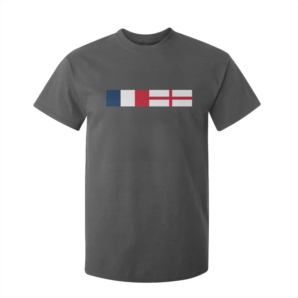 France England Dual Flag Graphic T Shirt For Kid Anglo English French Heritage Mixed Roots Pride Match Day TS02 Dark Heather Print Your Wear