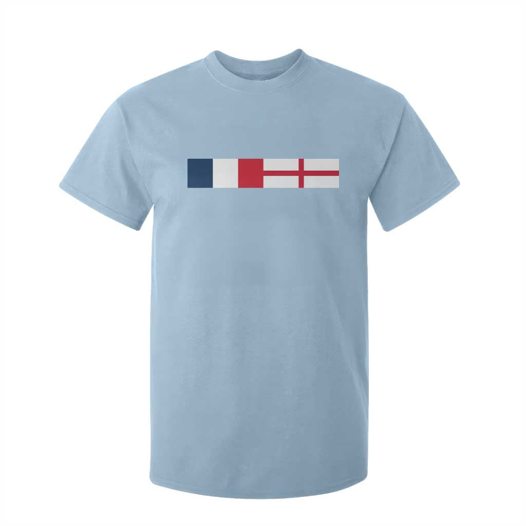 France England Dual Flag Graphic T Shirt For Kid Anglo English French Heritage Mixed Roots Pride Match Day TS02 Light Blue Print Your Wear