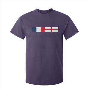 France England Dual Flag Graphic T Shirt For Kid Anglo English French Heritage Mixed Roots Pride Match Day TS02 Purple Print Your Wear