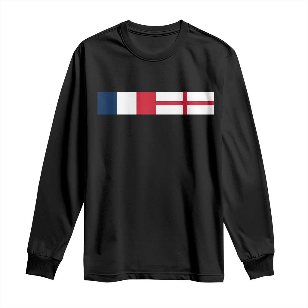 France England Dual Flag Graphic Long Sleeve Shirt Anglo English French Heritage Mixed Roots Pride Match Day TS02 Black Print Your Wear