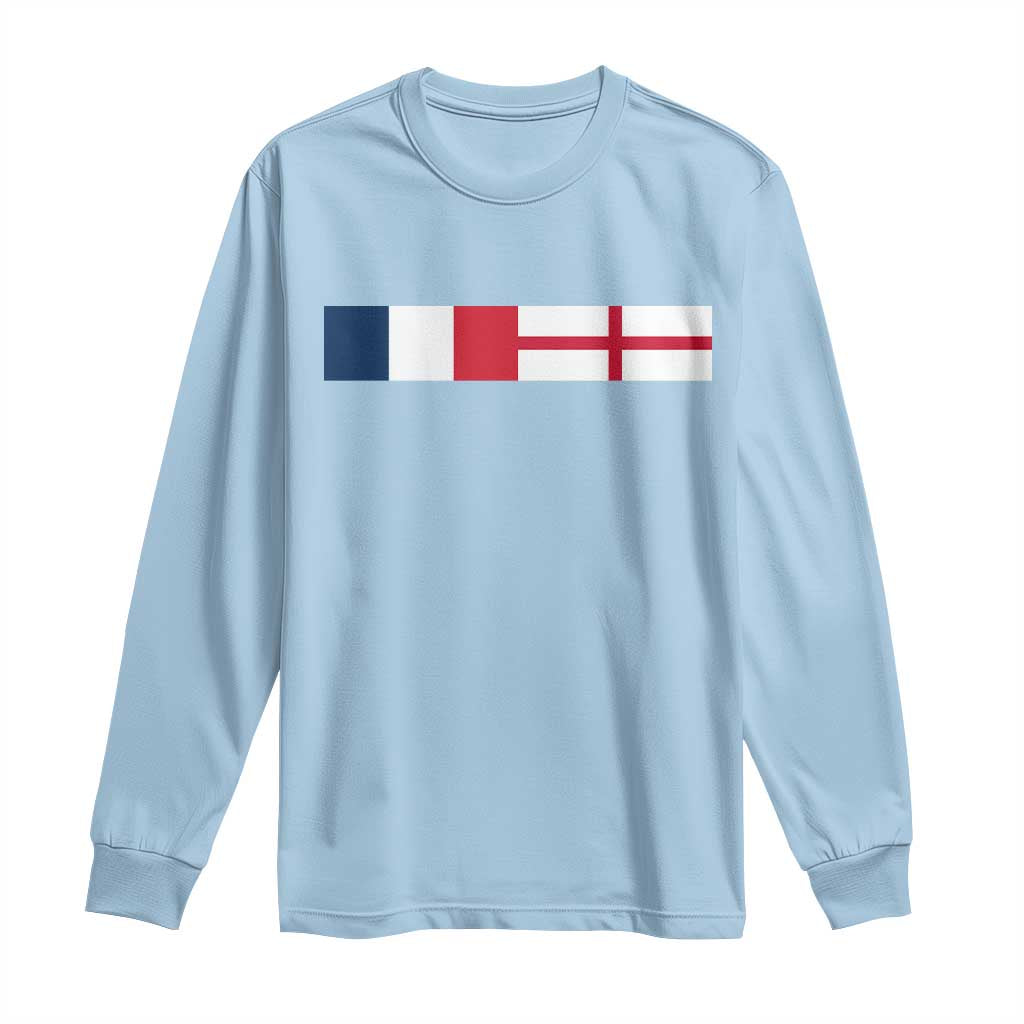 France England Dual Flag Graphic Long Sleeve Shirt Anglo English French Heritage Mixed Roots Pride Match Day TS02 Light Blue Print Your Wear