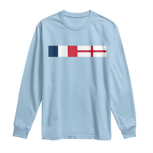 France England Dual Flag Graphic Long Sleeve Shirt Anglo English French Heritage Mixed Roots Pride Match Day TS02 Light Blue Print Your Wear