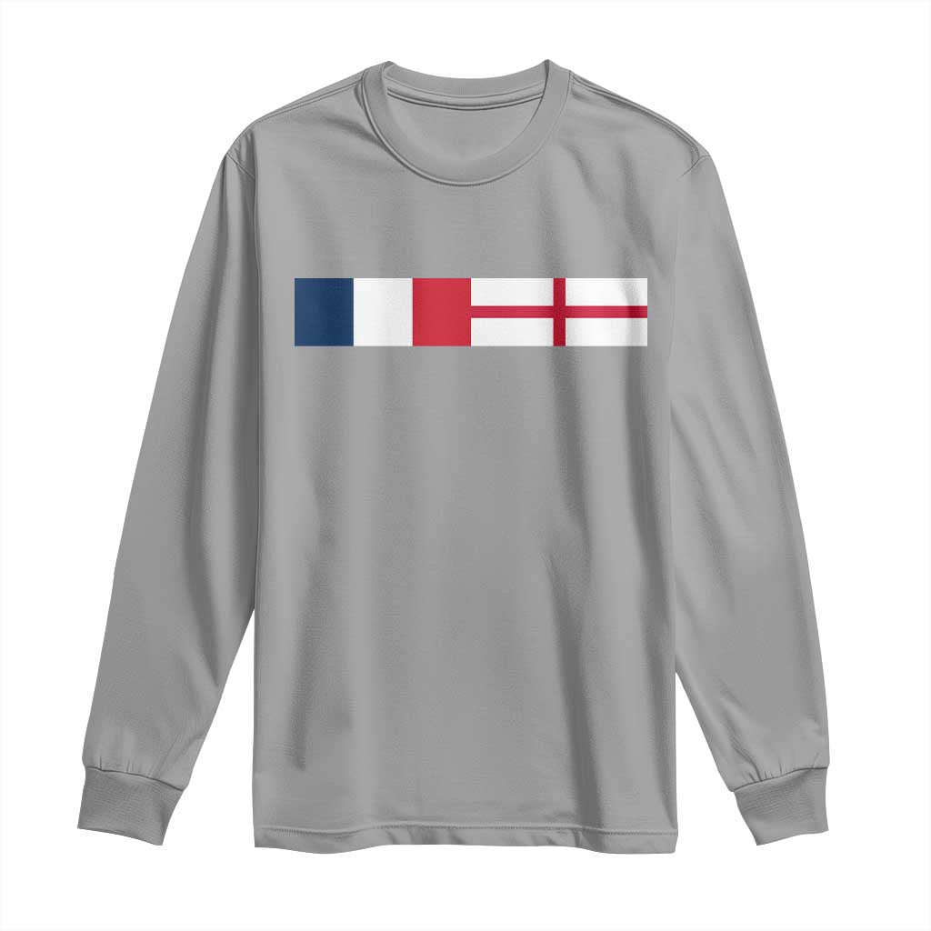 France England Dual Flag Graphic Long Sleeve Shirt Anglo English French Heritage Mixed Roots Pride Match Day TS02 Sport Gray Print Your Wear