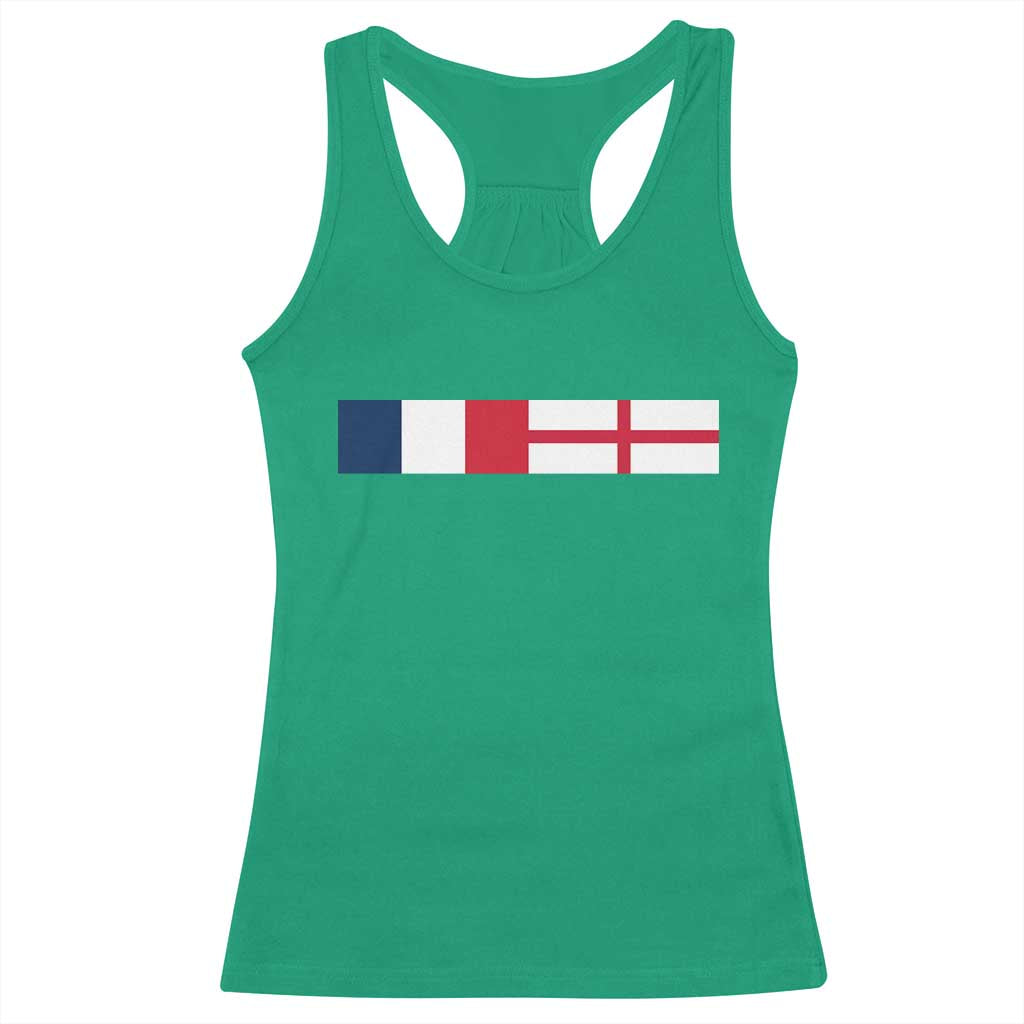 France England Dual Flag Graphic Racerback Tank Top Anglo English French Heritage Mixed Roots Pride Match Day TS02 Irish Green Print Your Wear