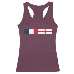 France England Dual Flag Graphic Racerback Tank Top Anglo English French Heritage Mixed Roots Pride Match Day TS02 Maroon Print Your Wear