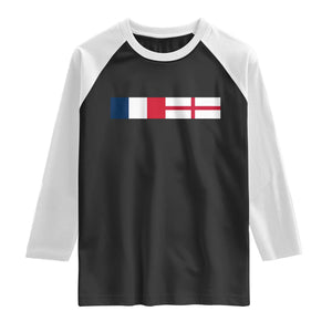 France England Dual Flag Graphic Raglan Shirt Anglo English French Heritage Mixed Roots Pride Match Day TS02 Black White Print Your Wear