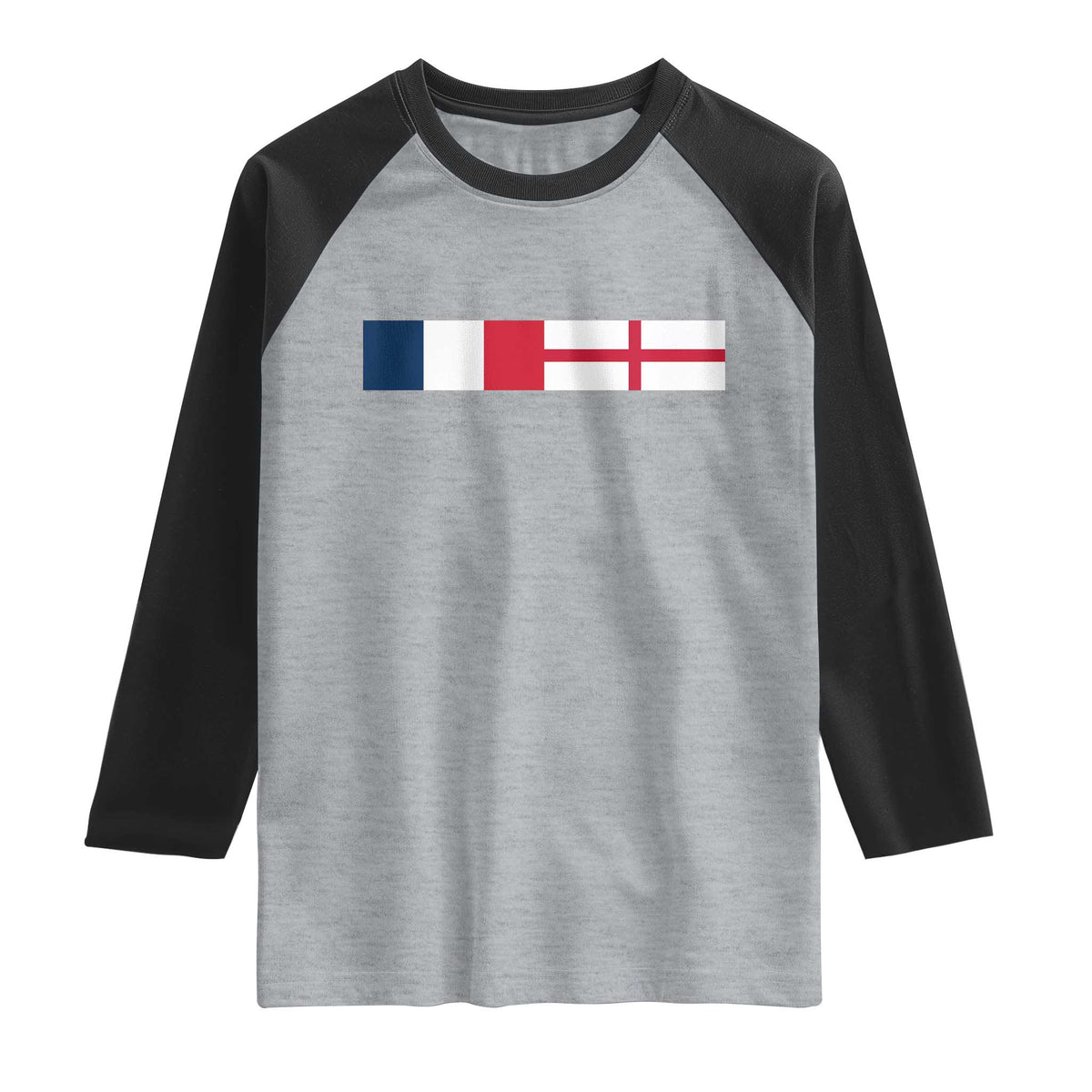France England Dual Flag Graphic Raglan Shirt Anglo English French Heritage Mixed Roots Pride Match Day TS02 Heather Gray Black Print Your Wear