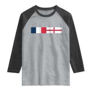 France England Dual Flag Graphic Raglan Shirt Anglo English French Heritage Mixed Roots Pride Match Day TS02 Heather Gray Heather Charcoal Print Your Wear