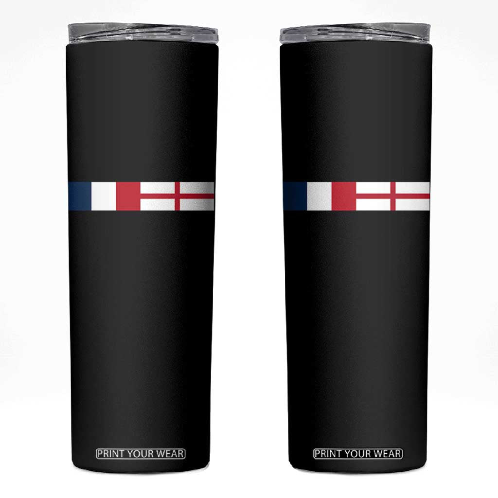 France England Dual Flag Graphic Skinny Tumbler Anglo English French Heritage Mixed Roots Pride Match Day TS02 Black Print Your Wear