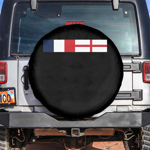 France England Dual Flag Graphic Spare Tire Cover Anglo English French Heritage Mixed Roots Pride Match Day TS02 No hole Black Print Your Wear