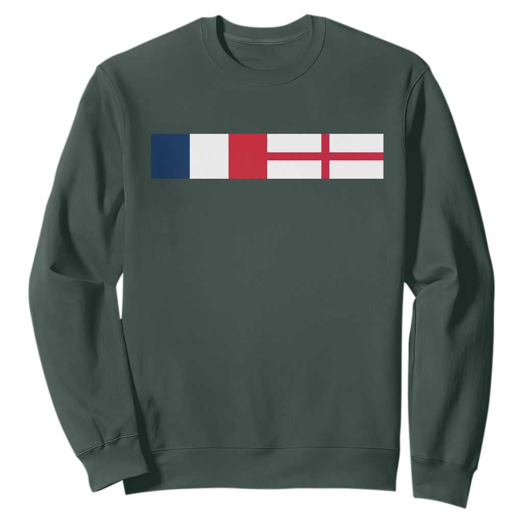 France England Dual Flag Graphic Sweatshirt Anglo English French Heritage Mixed Roots Pride Match Day TS02 Dark Forest Green Print Your Wear