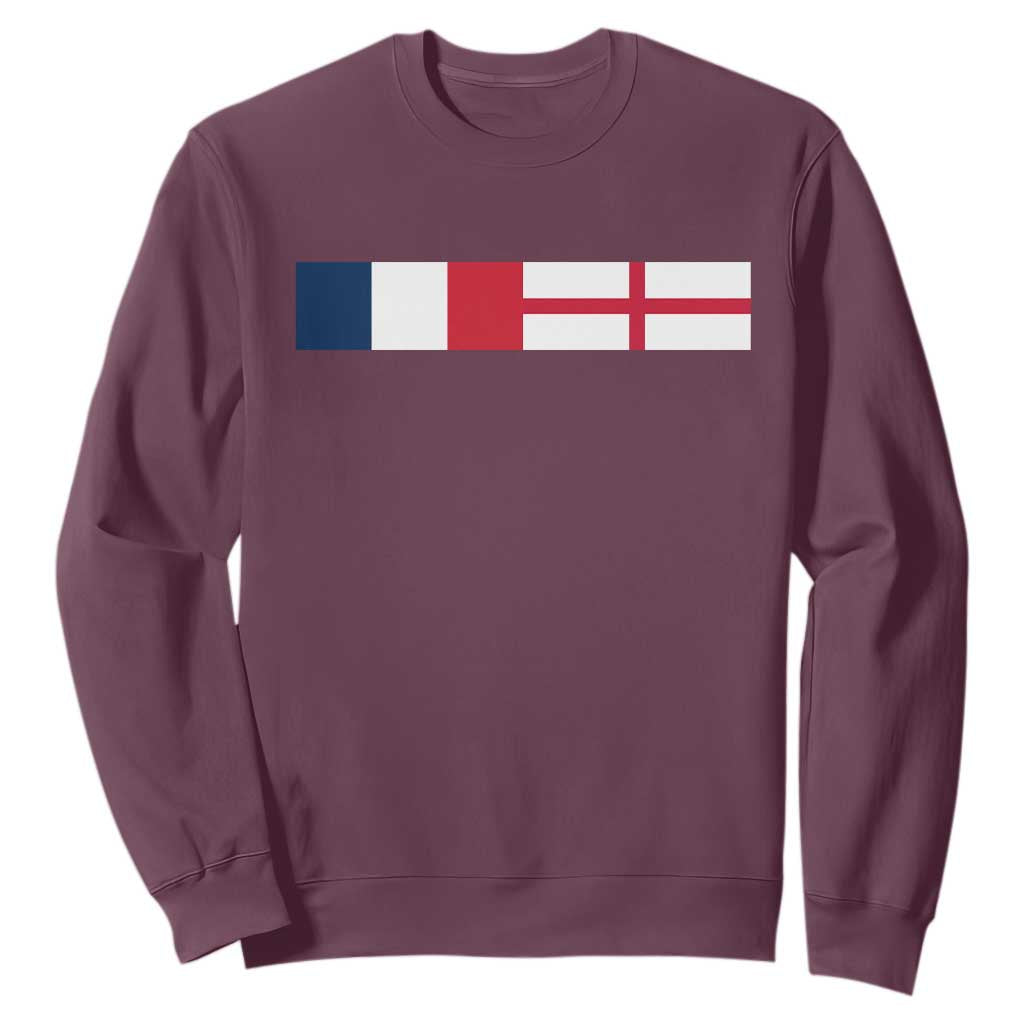 France England Dual Flag Graphic Sweatshirt Anglo English French Heritage Mixed Roots Pride Match Day TS02 Maroon Print Your Wear