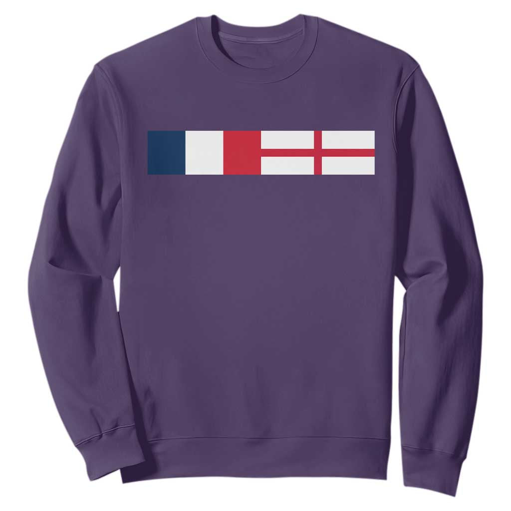 France England Dual Flag Graphic Sweatshirt Anglo English French Heritage Mixed Roots Pride Match Day TS02 Purple Print Your Wear