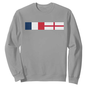 France England Dual Flag Graphic Sweatshirt Anglo English French Heritage Mixed Roots Pride Match Day TS02 Sport Gray Print Your Wear