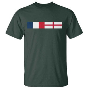 France England Dual Flag Graphic T Shirt Anglo English French Heritage Mixed Roots Pride Match Day TS02 Dark Forest Green Print Your Wear