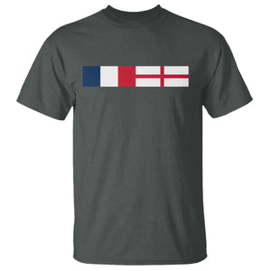 France England Dual Flag Graphic T Shirt Anglo English French Heritage Mixed Roots Pride Match Day TS02 Dark Heather Print Your Wear