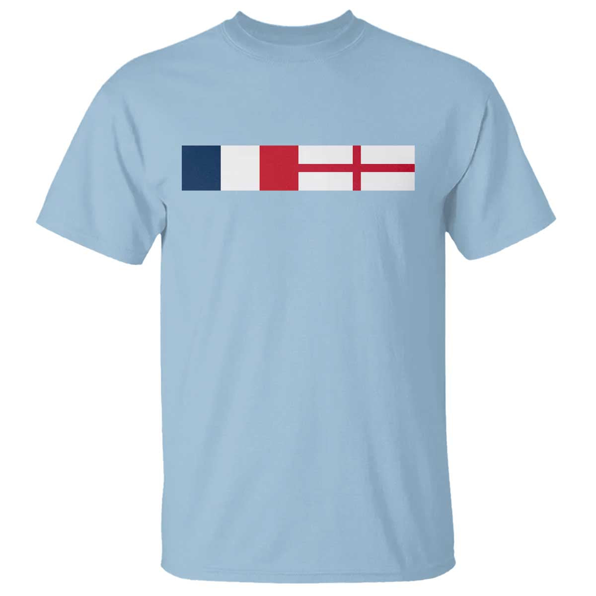 France England Dual Flag Graphic T Shirt Anglo English French Heritage Mixed Roots Pride Match Day TS02 Light Blue Print Your Wear