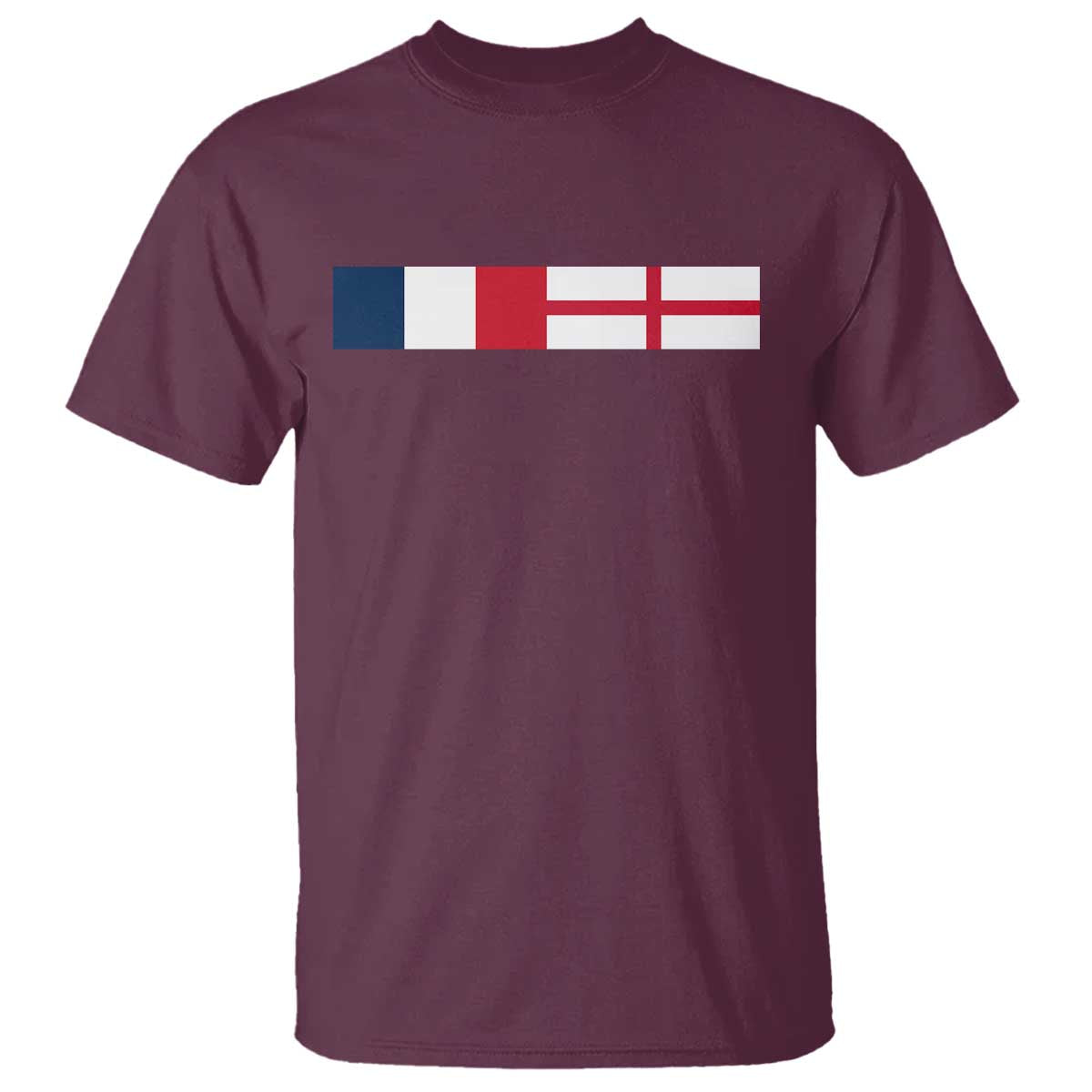 France England Dual Flag Graphic T Shirt Anglo English French Heritage Mixed Roots Pride Match Day TS02 Maroon Print Your Wear