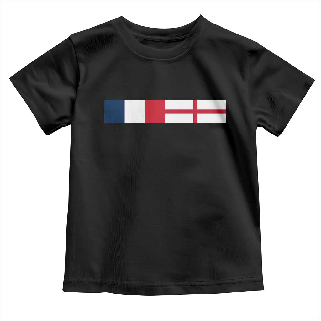 France England Dual Flag Graphic Toddler T Shirt Anglo English French Heritage Mixed Roots Pride Match Day TS02 Black Print Your Wear