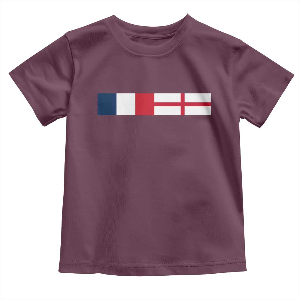 France England Dual Flag Graphic Toddler T Shirt Anglo English French Heritage Mixed Roots Pride Match Day TS02 Maroon Print Your Wear