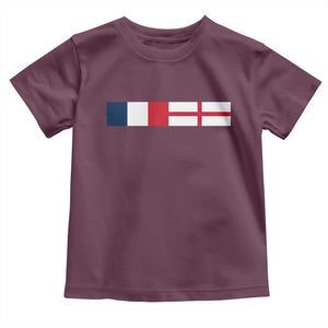 France England Dual Flag Graphic Toddler T Shirt Anglo English French Heritage Mixed Roots Pride Match Day TS02 Maroon Print Your Wear
