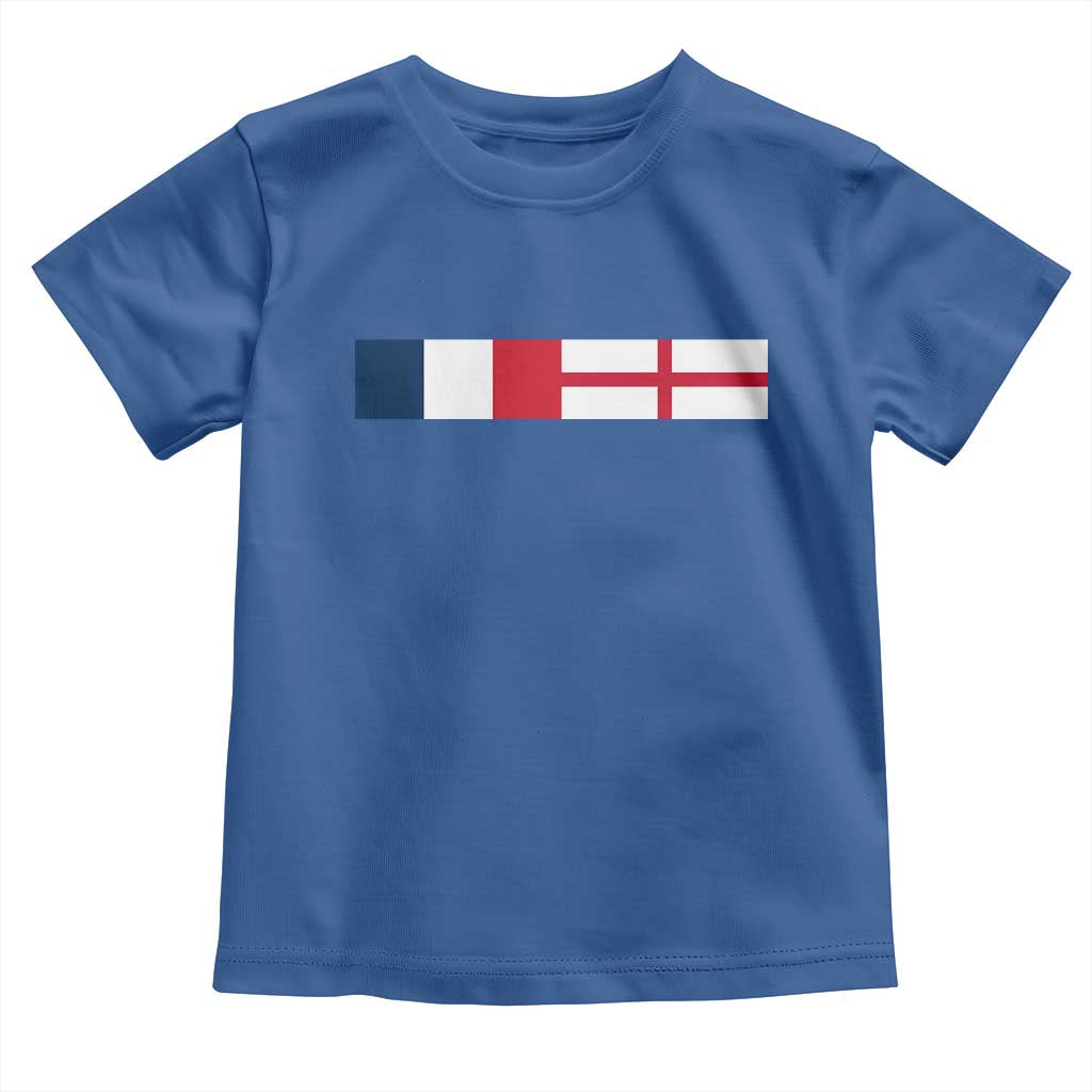 France England Dual Flag Graphic Toddler T Shirt Anglo English French Heritage Mixed Roots Pride Match Day TS02 Royal Blue Print Your Wear