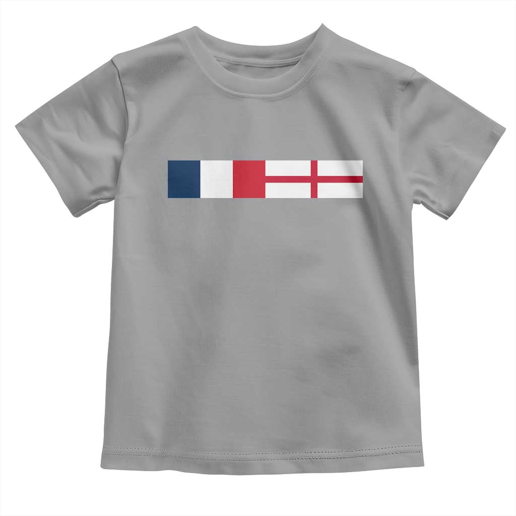 France England Dual Flag Graphic Toddler T Shirt Anglo English French Heritage Mixed Roots Pride Match Day TS02 Sport Gray Print Your Wear
