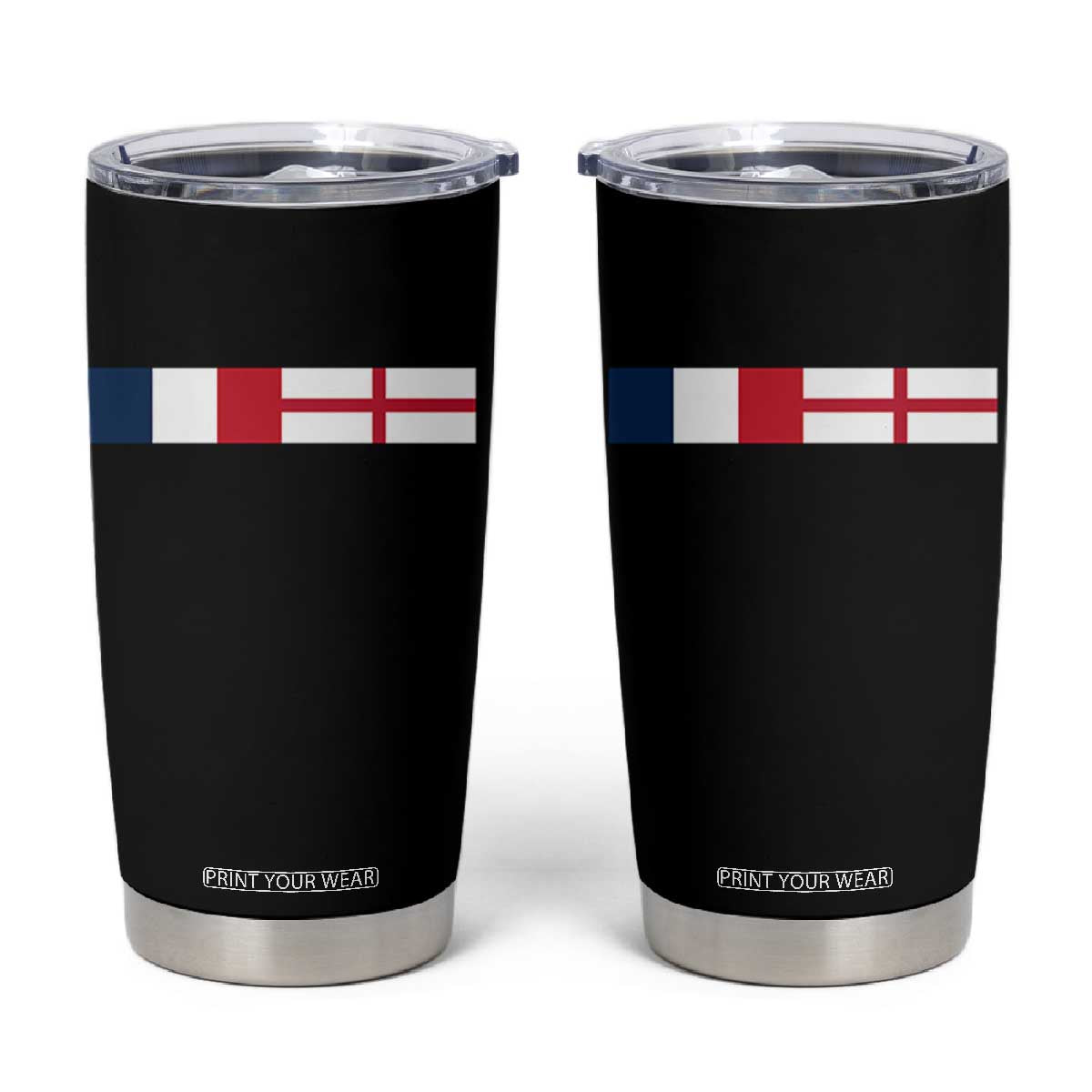 France England Dual Flag Graphic Tumbler Cup Anglo English French Heritage Mixed Roots Pride Match Day TS02 Black Print Your Wear