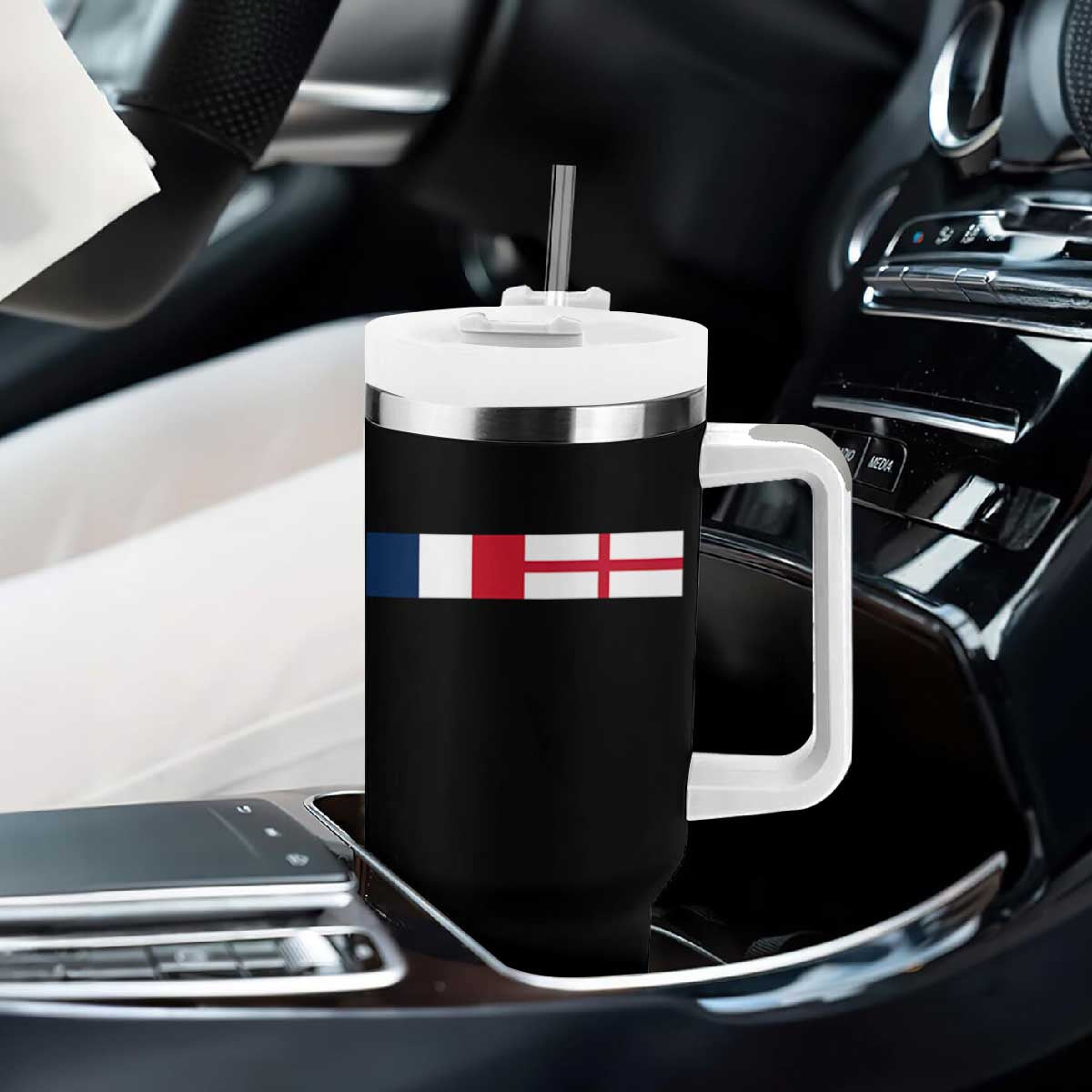 France England Dual Flag Graphic Tumbler With Handle Anglo English French Heritage Mixed Roots Pride Match Day TS02 Print Your Wear