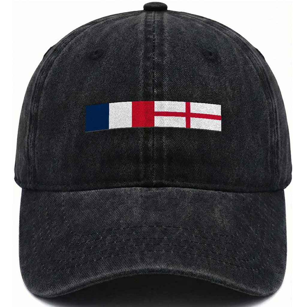 France England Dual Flag Graphic Washed Cotton Baseball Cap Anglo English French Heritage Mixed Roots Pride Match Day TS02 Print Your Wear