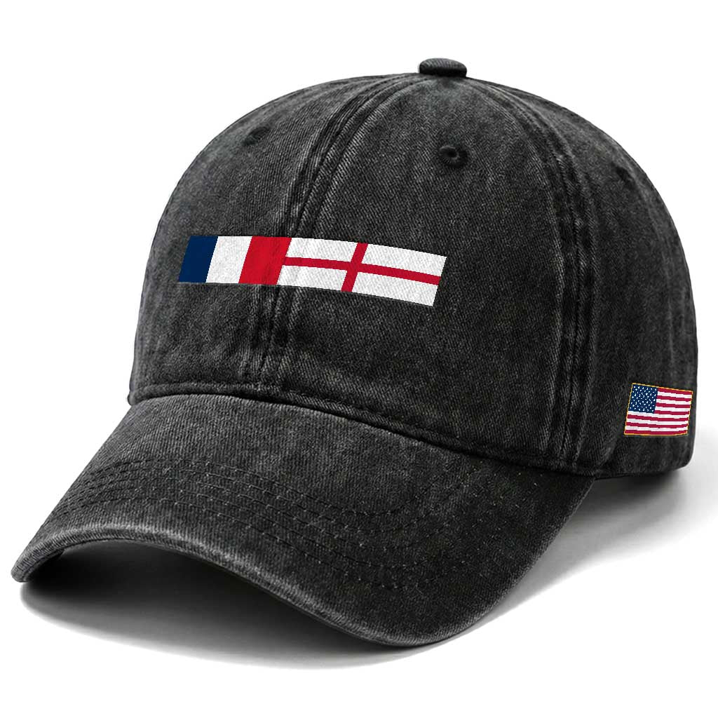 France England Dual Flag Graphic Washed Cotton Baseball Cap Anglo English French Heritage Mixed Roots Pride Match Day TS02 Print Your Wear