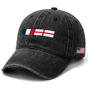 France England Dual Flag Graphic Washed Cotton Baseball Cap Anglo English French Heritage Mixed Roots Pride Match Day TS02 Print Your Wear
