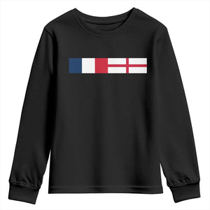 France England Dual Flag Graphic Youth Sweatshirt Anglo English French Heritage Mixed Roots Pride Match Day TS02 Black Print Your Wear