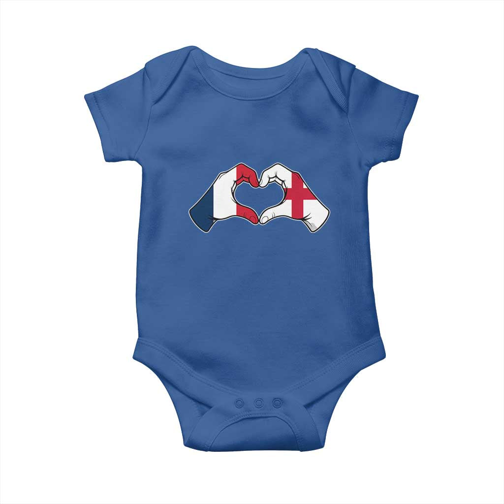 Proud Fance England Heritage Hand Heart Graphic Baby Onesie French English Anglo Roots Cross Border Love Unity TS02 Royal Blue Print Your Wear