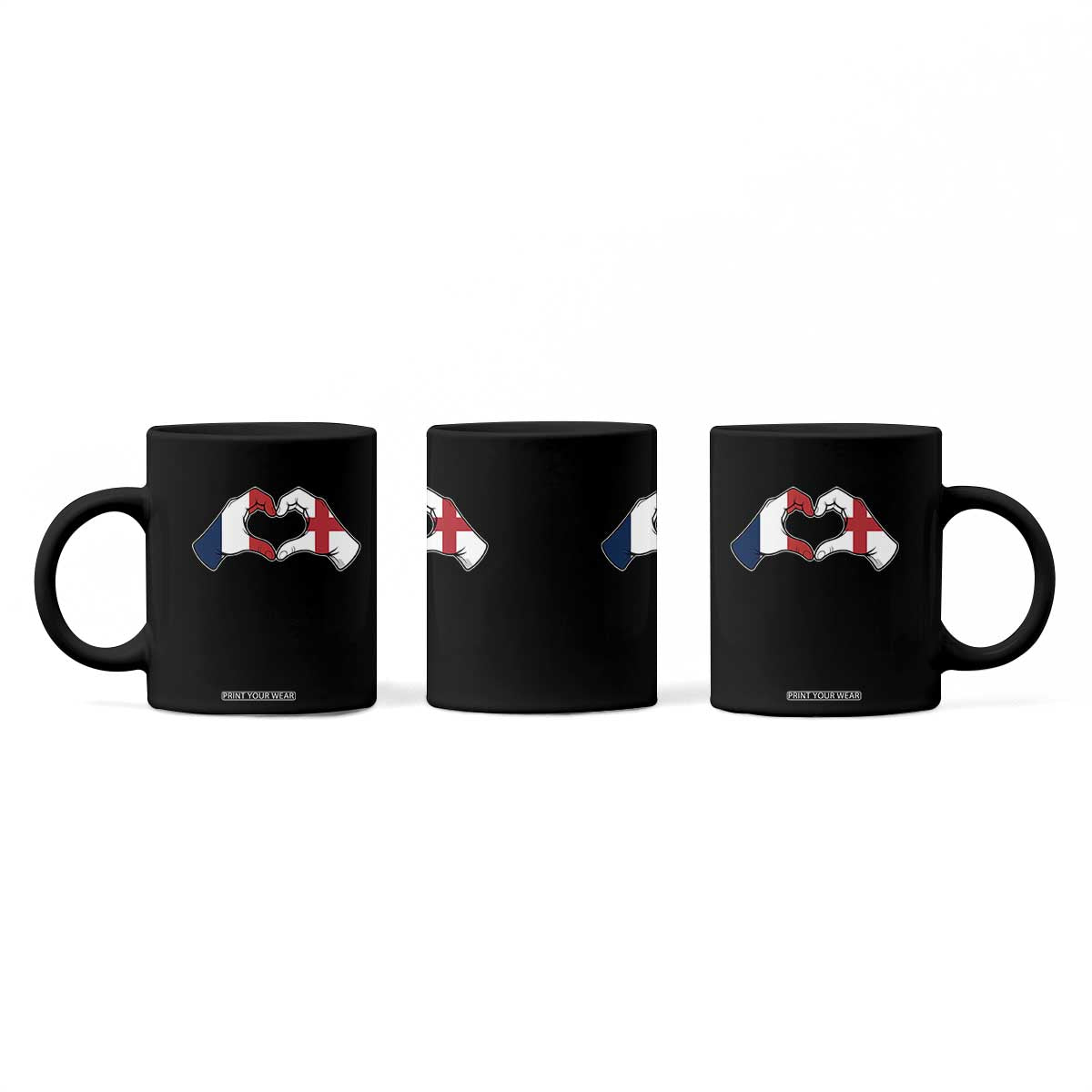 Proud Fance England Heritage Hand Heart Graphic Coffee Mug French English Anglo Roots Cross Border Love Unity TS02 Print Your Wear